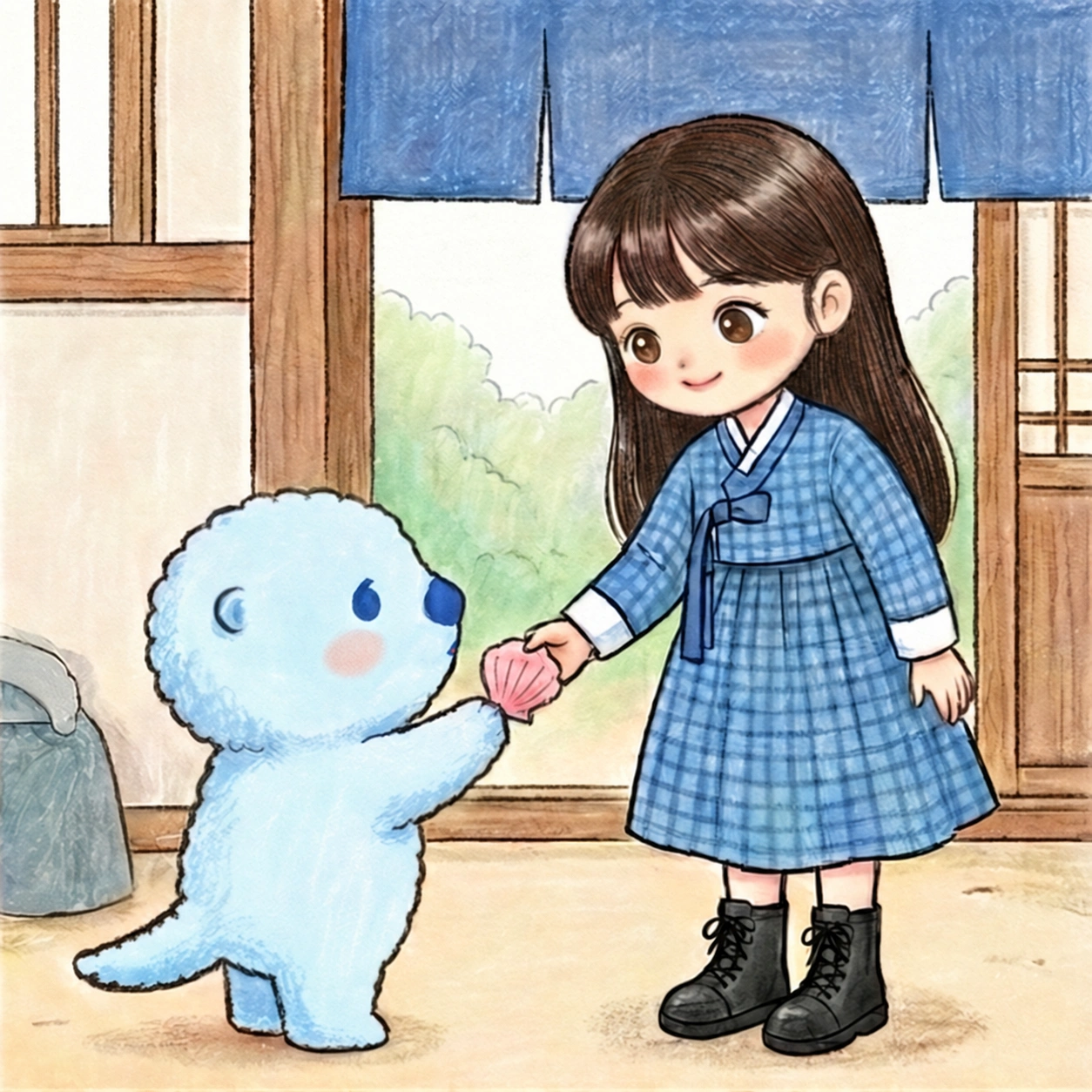 주워온 조개를 작가님에게 전달하는 얼빵해달